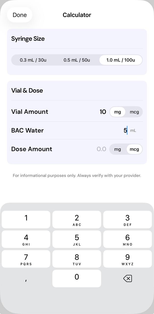 Reconstitution calculator